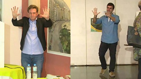 Os candidatos à prefeitura do Rio, Marcelo Crivella (PRB) e Marcelo Freixo, votaram por volta de 9h15 e 10h15, respectivamente, na Zona Sul do Rio.