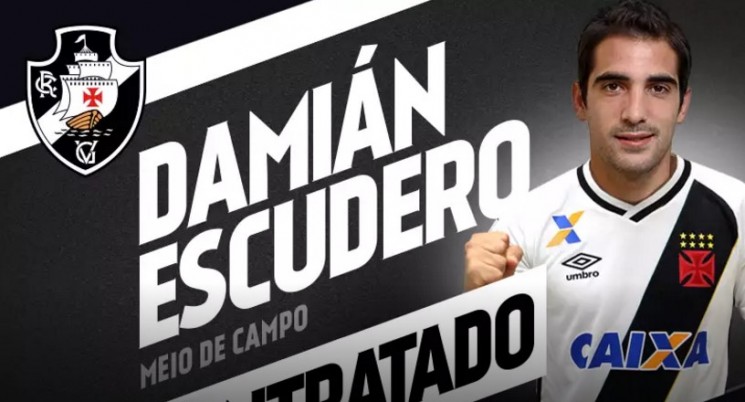 O Vasco anunciou Escudero, ex-ídolo do Vitória e que estava no Puebla, do México, como primeiro reforço para a temporada 2017. (Foto: Reprodução/Vasco)