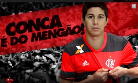 Contundido, Conca só passa a receber salário  do Flamengo a partir do minuto que estrear.  (Foto: Flamengo/Divulgação)