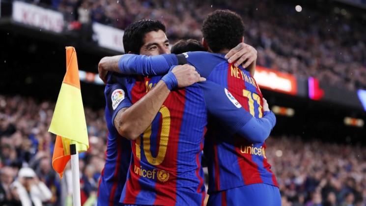 O trio MSN brilhou no 2º gol do Barça na partida (Foto: Miguel Ruiz - Barcelona/Divulgação)