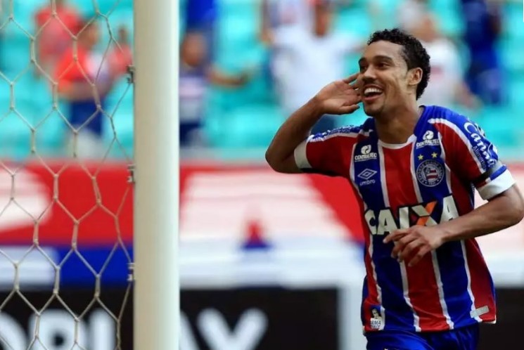 O atacante Edigar Junio marcou contra o ex-clube e fez uma boa partida. (Foto: Felipe Oliveira/EC Bahia/Divulgação)