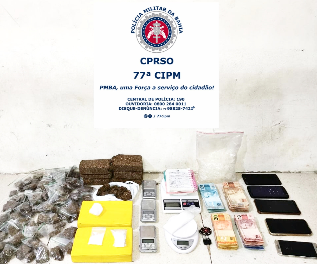 Três homens são   capturados com drogas e R$  7,9 mil em Vitória da Conquista