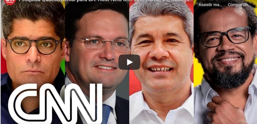 ACM tem 66%, Roma,  5%, Rodrigues, 4% e Rosa, 2%, mostra pesquisa Quaest/Genial  divulgada pela CNN.