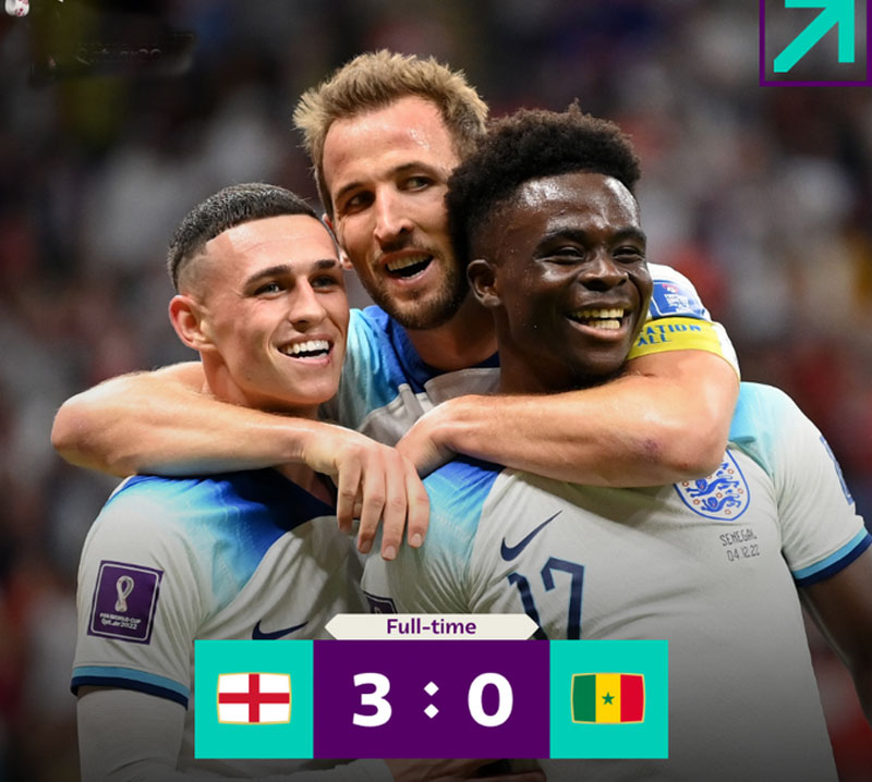 Inglaterra despacha Senegal e pega França nas quartas